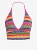 ZAFUL Débardeur Tricoté Zigzag Rayé Arc-en-ciel Ouvert Au Dos à Col Halter M