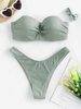 ZAFUL Ensemble de Bikini à Coupe Haute à Armature à Lacets Taille unique Vert clair