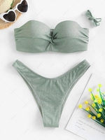 ZAFUL Ensemble de Bikini à Coupe Haute à Armature à Lacets Taille unique Vert clair