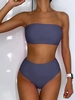 ZAFUL Ensemble de Bikini Bandeau à Taille Haute M Bleu gris