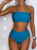 ZAFUL Ensemble de Bikini Bandeau à Taille Haute M Bleu myrtille