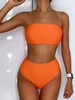 ZAFUL Ensemble de Bikini Bandeau à Taille Haute M Orange vif