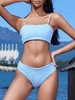 ZAFUL Ensemble de Bikini Bandeau Texturé M Bleu de ciel