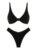 ZAFUL Ensemble de Bikini Cheeky Côtelé Noué Plongeant Xs