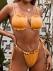 ZAFUL Ensemble de Bikini Chiné Découpé Noué à Côté à Volants M Orange