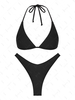 ZAFUL Ensemble de Bikini Côtelé à Jambe Haute L Noir