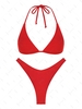 ZAFUL Ensemble de Bikini Côtelé à Jambe Haute L Rouge