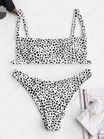 ZAFUL Ensemble de Bikini Côtelé Animal Imprimé L Blanc