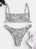 ZAFUL Ensemble de Bikini Côtelé Animal Imprimé M Blanc