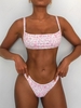 ZAFUL Ensemble de Bikini Côtelé Animal Imprimé M Rose cochon