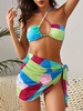 ZAFUL Ensemble de Bikini Côtelé en Blocs de Couleurs et de Jupe en Maille M