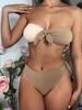 ZAFUL Ensemble de Bikini Côtelé Monochrome Noué S Café
