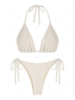 ZAFUL Ensemble de Bikini Côtelé Texturé à Cordon S Jaune clair