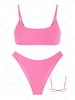 ZAFUL Ensemble de Bikini Côtelé Texturé à Jambe Haute à Lacets Taille unique Rose léger