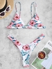 ZAFUL Ensemble de Bikini Feuille Imprimée à Jambe Haute M Blanc naturel