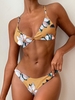 ZAFUL Ensemble de Bikini Feuille Imprimée à Jambe Haute M Brun doré