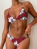 ZAFUL Ensemble de Bikini Feuille Imprimée à Jambe Haute S Rouge vineux