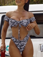 ZAFUL Ensemble de Bikini Léopard Epaule Dénudée à Coupe Haute M Orange d