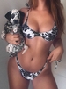 ZAFUL Ensemble de Bikini Léopard Noué Push Up à Armature L Ardoise grise