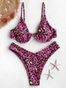 ZAFUL Ensemble de Bikini Léopard Peau de Serpent à Armature S Rouge rose