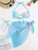 ZAFUL Ensemble de Bikini Ombré Noué avec Jupe en Maille S Bleu clair
