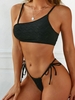 ZAFUL Ensemble de Bikini Rembourré à Bretelle Fine avec Œillet S Noir