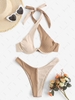 ZAFUL Ensemble de Bikini Rembourré Bicolore à Armature S Café