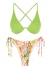 ZAFUL Ensemble de Bikini Rétro Mélangé et Assorti à Imprimé Fleuri à Armature Taille unique Multi a