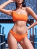 ZAFUL Ensemble de Bikini Réversible Peau de Serpent à Une Epaule S Orange mangue