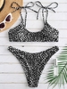 ZAFUL Ensemble de Bikini Soutien-Gorge Noué Imprimé M Noir