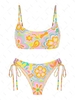 ZAFUL Ensemble de Bikini Style Débardeur Sanglé Cheeky à Imprimé Fleurie Taille unique Multi a