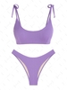 ZAFUL Ensemble de Bikini Style Débardeur Texturé Cheeky Lavande à Epaule Nouée Taille unique Pourpre