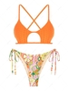 ZAFUL Ensemble de Bikini Tanga Croisé Texturé Nid D