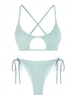 ZAFUL Ensemble de Bikini Tanga Texturé Croisé Découpé S Vert clair