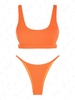 ZAFUL Ensemble de Bikini Tanga Texturé Découpé Style Débardeur Taille unique Orange