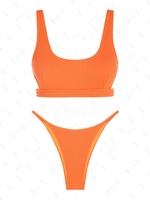 ZAFUL Ensemble de Bikini Tanga Texturé Découpé Style Débardeur Taille unique Orange