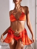 ZAFUL Ensemble de Bikini Teinté en Maille avec Strass et de Jupe S Rouge