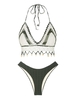 ZAFUL Ensemble de Bikini Texturé Bohème Coquille Au Crochet à Frange en Nid d