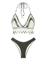 ZAFUL Ensemble de Bikini Texturé Bohème Coquille Au Crochet à Frange en Nid d