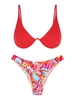 ZAFUL Ensemble de Bikini Texturé Cheeky Fleuri à Armature Taille unique Multi a