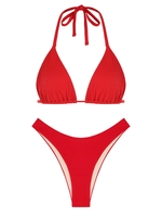 ZAFUL Ensemble de Bikini Texturé Triangle à Col Halter S Rouge
