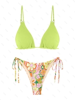 ZAFUL Ensemble de Bikini Triangle Assorti à Imprimé Fleuri Taille unique Multi g