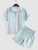 ZAFUL Ensemble de Chemise Cargo Multi-Poches et de Short à Cordon S Bleu clair