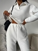 ZAFUL Ensemble de Costume Texturé Matelassé avec Bouton en Avant L Blanc