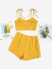 ZAFUL Ensemble de Deux Pièces Chaîne à Epaule Nouée L Jaune