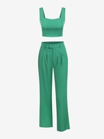 ZAFUL Ensemble de Deux Pièces Court Carré Zip Au Dos S Vert profond