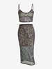 ZAFUL Ensemble de Haut à Imprimé Camouflage en Maille Semi-Transparente et de Jupe Deux Pièces S