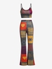 ZAFUL Ensemble de Haut Assorti à Imprimé Fleuri Cœur et de Pantalon Evasé M Multi a