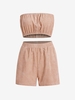 ZAFUL Ensemble de Haut Bandeau en Velours Côtelé et de Short L Rose clair