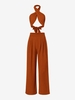 ZAFUL Ensemble de Haut Bandeau et de Pantalon Plissé à Jambe Large S Orange